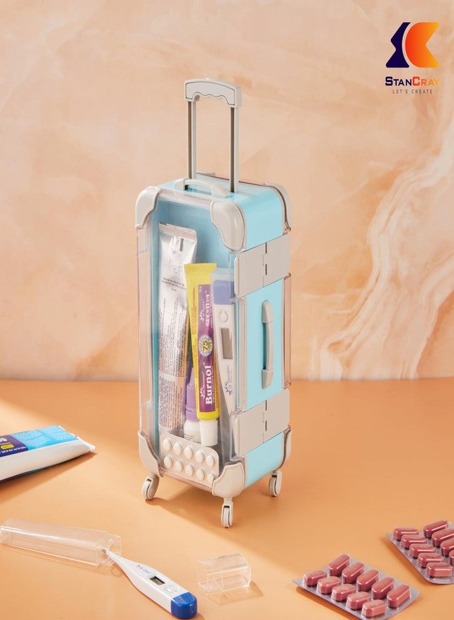STANCRAY Mini Luggage Case, Double Sided Mini Trolley Suitcase Candy Box for Lashes, Cosmetics, Stationery and Candy Doll Travel Storage Box Holder Organizer for Women Girls for Travel (Blue) - Image 4